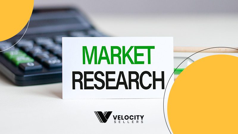 Symbolic image illustrating the importance of market research in international expansion with a calculator, words "Market Research," and an hourglass