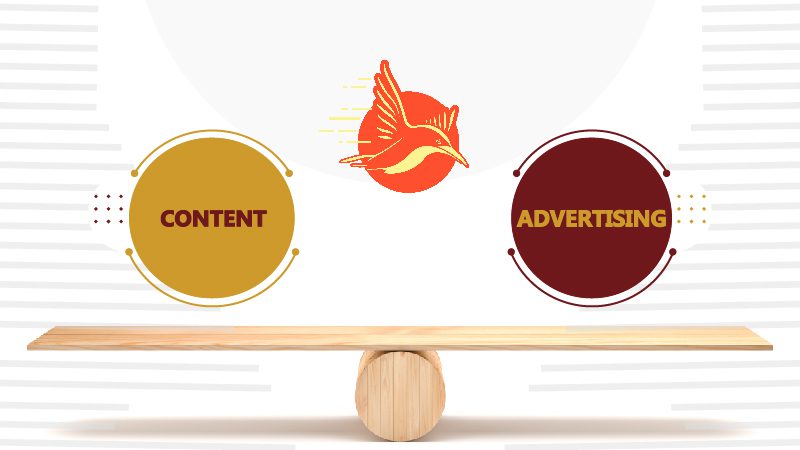 Balance board as a metaphor for balancing content and advertising