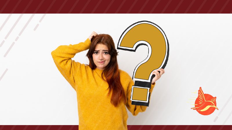 Person in yellow sweater holding head and question mark, indicating confusion or consideration.
