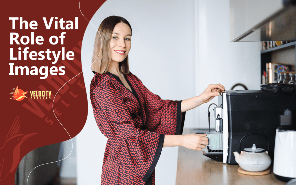 Smiling woman using a coffee machine, embodying the real-life appeal of lifestyle photography.