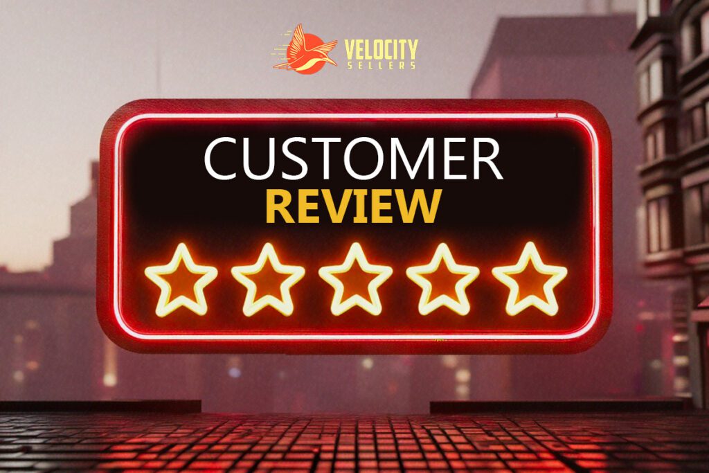 Customer Review Five-Star Rating with Velocity Sellers Logo