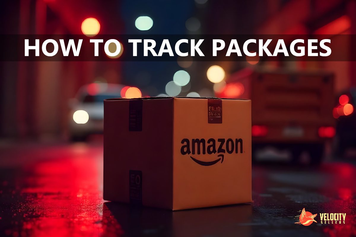 Amazon package on a city street at night