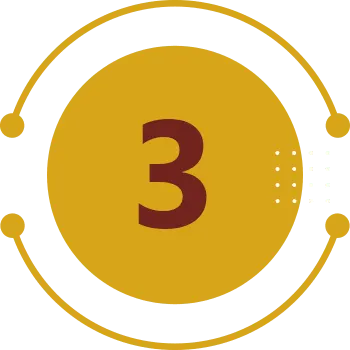 yellow circle with number three text on top as icon